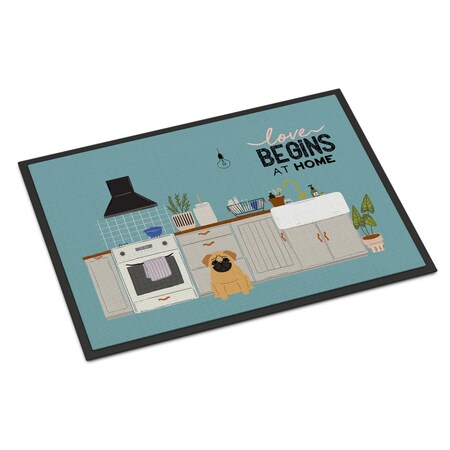 Carolines Treasures 18 x 27 in. Brown Pug Kitchen Scene Indoor or Outdoor Mat CK7711MAT